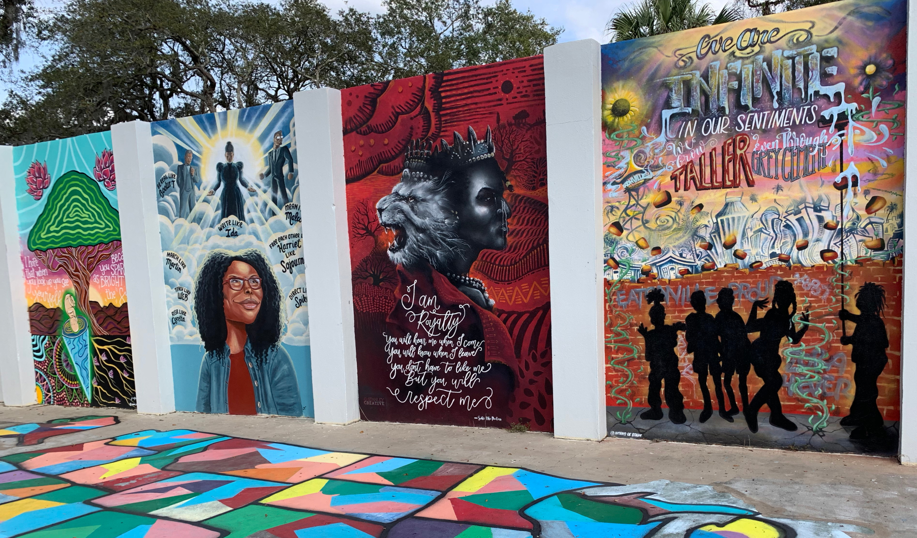 Wall of murals in Eatonville
